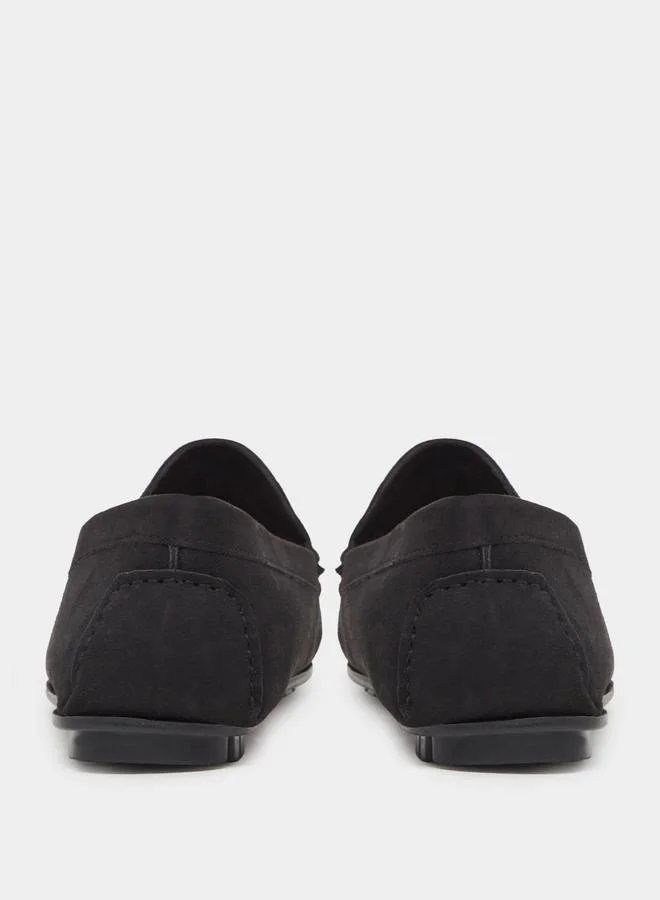 Styli Black Men Black Suede Loafers for Men | Best Price UAE