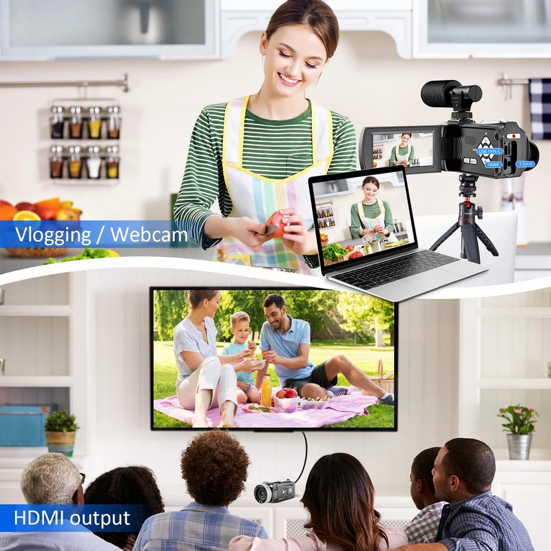 Rumyums Camcorder Video Camera with Wireless Lavalier Microphone for Podcast, Vlog, Interview & Video Recording, 4K 48MP Vlogging Camera 18X Digital Video Camera 3.0 Inch Screen Digital Camera with Remote - Image 4