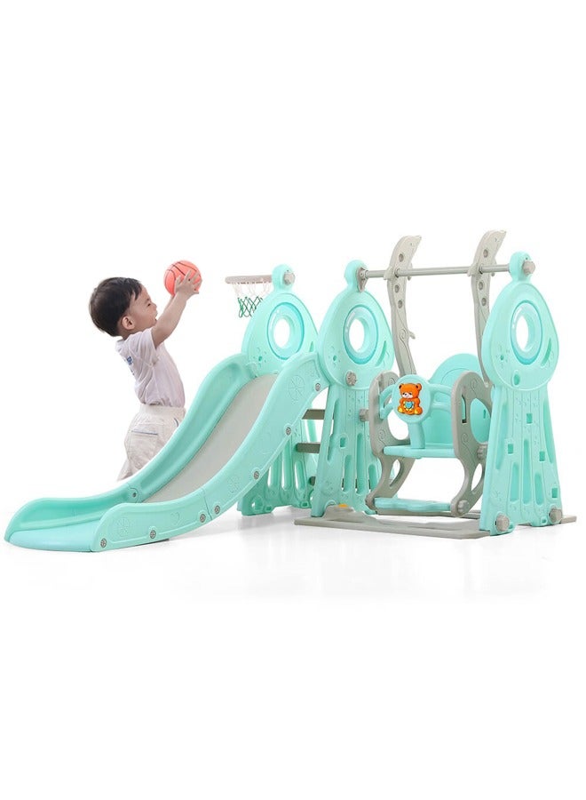 JSAITOYS Multi-function Playing Set, 3 In 1, Slide, Swing, Basketball, Comfortable Slide for Baby Safety  - Image 1