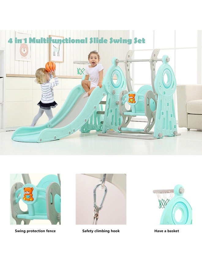 JSAITOYS Multi-function Playing Set, 3 In 1, Slide, Swing, Basketball, Comfortable Slide for Baby Safety  - Image 2