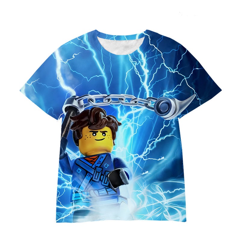 New E-Commerce Cartoon Game 3D Printing Blocks Mecha World Big Boys And Girls T-Shirt Manufacturers - Image 5