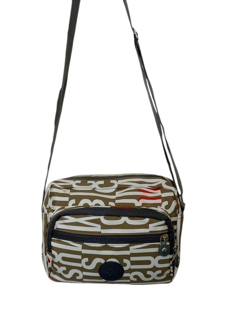 Women’s Crossbody Bag – Printed Design with 3 Zippers - Image 1