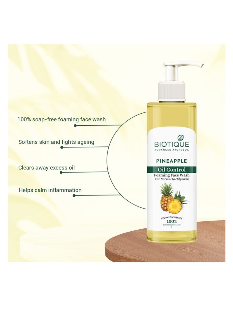 Biotique غسول الوجه الرغوي للتحكم في زيت الأناناس يرطب البشرة الجافة ويزيل الزيوت الزائدة ويوحد لون البشرة مستخلصات نباتية 100% مناسب للجميع - Image 3