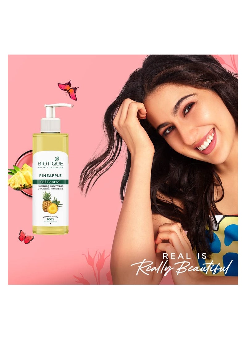 Biotique غسول الوجه الرغوي للتحكم في زيت الأناناس يرطب البشرة الجافة ويزيل الزيوت الزائدة ويوحد لون البشرة مستخلصات نباتية 100% مناسب للجميع - Image 2