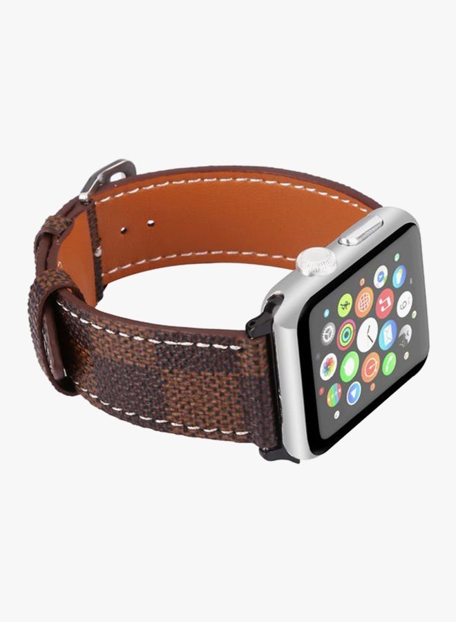NIBEMINENT Replacement Leather Band For Apple Watch Series 3/2/1 Brown - Image 2