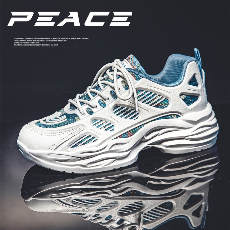 Generic Fashionable Plus Size Korean Style Mens Sneakers Casual Running Shoes With Thick Sole For Sports Training Ins Trendy White Moon 