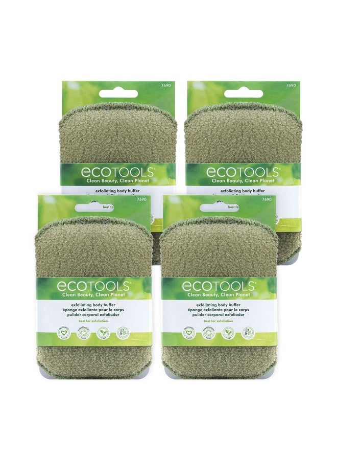 Ecotools Exfoliating Body Buffer, For Body Cleansing, Removes Dead Skin, Moderate Exfoliation, Bath & Shower Accessory, Designed With Strap, Sustainable & Vegan Body Scrubber, 4 Count - Image 1