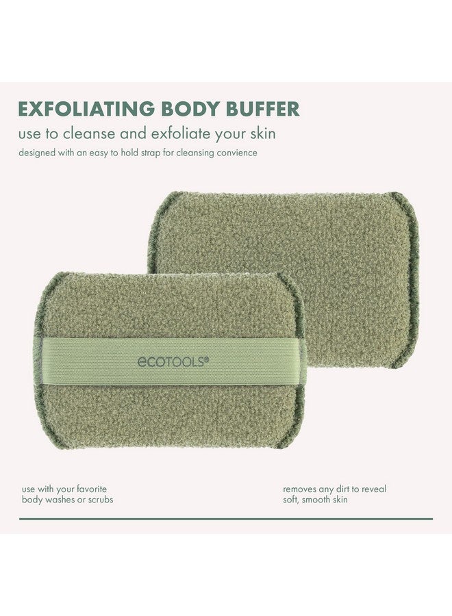 Ecotools Exfoliating Body Buffer, For Body Cleansing, Removes Dead Skin, Moderate Exfoliation, Bath & Shower Accessory, Designed With Strap, Sustainable & Vegan Body Scrubber, 4 Count - Image 3