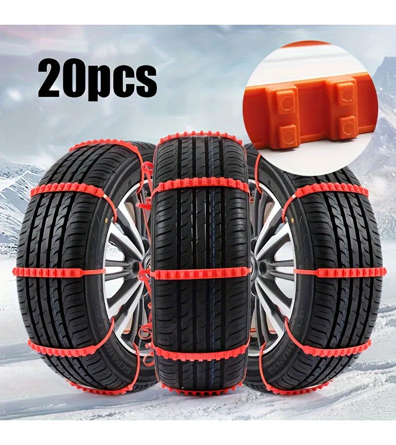 20 Pcs Enhanced Car Anti Skid Chains Winter Snow Ice Track Type Tire Traction Aid Universal For Off Road Sedans - Image 1