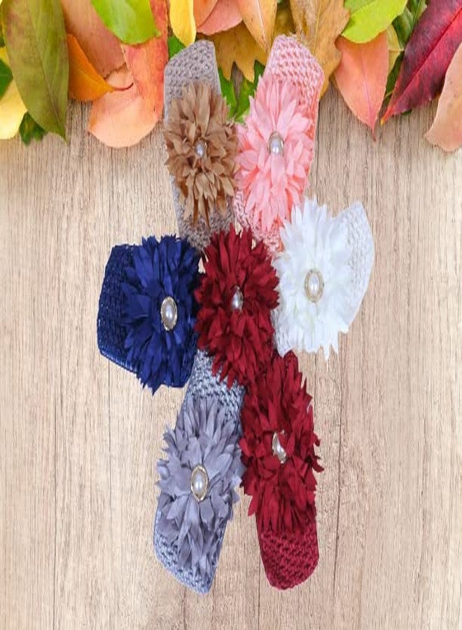DENICRAAS Newborn Headband Baby Floral Elastic Hair Band Headwear Hairstyling Photographic Accessories Baby Kids Girl Lace Headband Soft Elastic Headwear Hair Band Sunflower (pack of 6) RANDOM COLOUR - Image 3