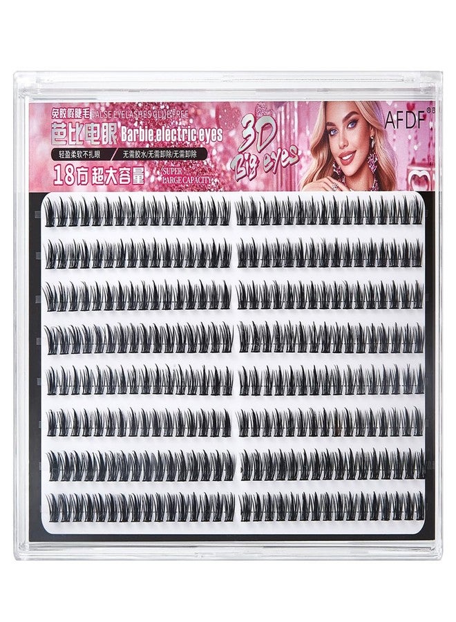 LASGOOS Self Adhesive False Eyelashes Clusters Press On 256Cluster Bulk Pallet LASGOOS Pre-Glued 14mm Long Thick 5D Lashes Eyelash Extensions Drama Comic Anime Longlasting No Glue Needed Lashes Natural - Image 1
