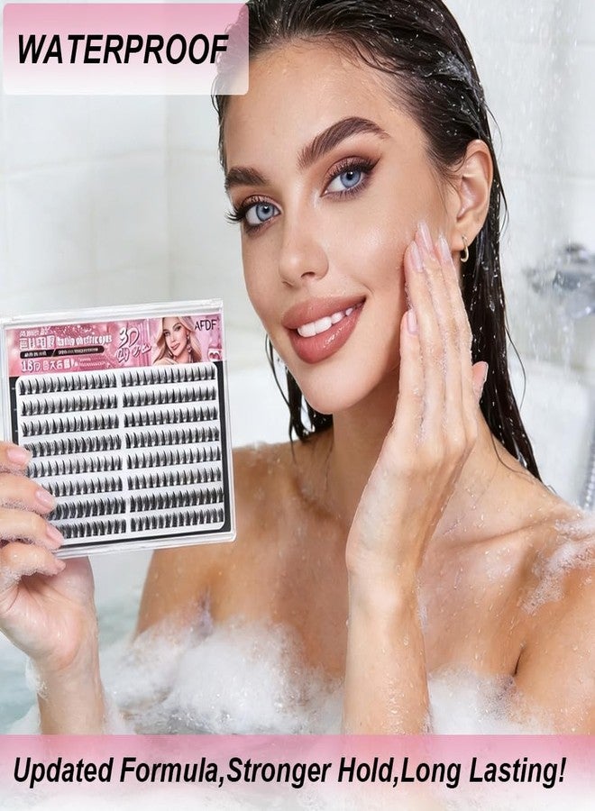 LASGOOS Self Adhesive False Eyelashes Clusters Press On 256Cluster Bulk Pallet LASGOOS Pre-Glued 14mm Long Thick 5D Lashes Eyelash Extensions Drama Comic Anime Longlasting No Glue Needed Lashes Natural - Image 4
