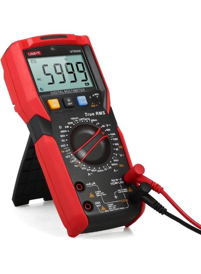 UNI-T UT89XD Digital Multimeter High Accuracy Handheld Mini Universal Meter 6000 Counts LCD Display True RMS Measure AC/DC Voltage Current Resistance Capacitance LED Test Frequency Diode Tester with - Image 2