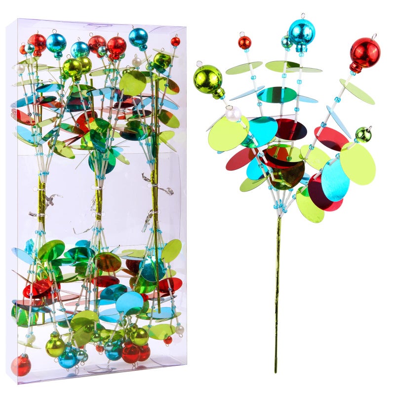 ZHANYIGY 6PC Set 12 H Happy Colour Christmas Ornaments Sequins Ball Pick Christmas Tree Decorations Christmas Tree Topper Star Home Office Perfect Party Decorations Gifts