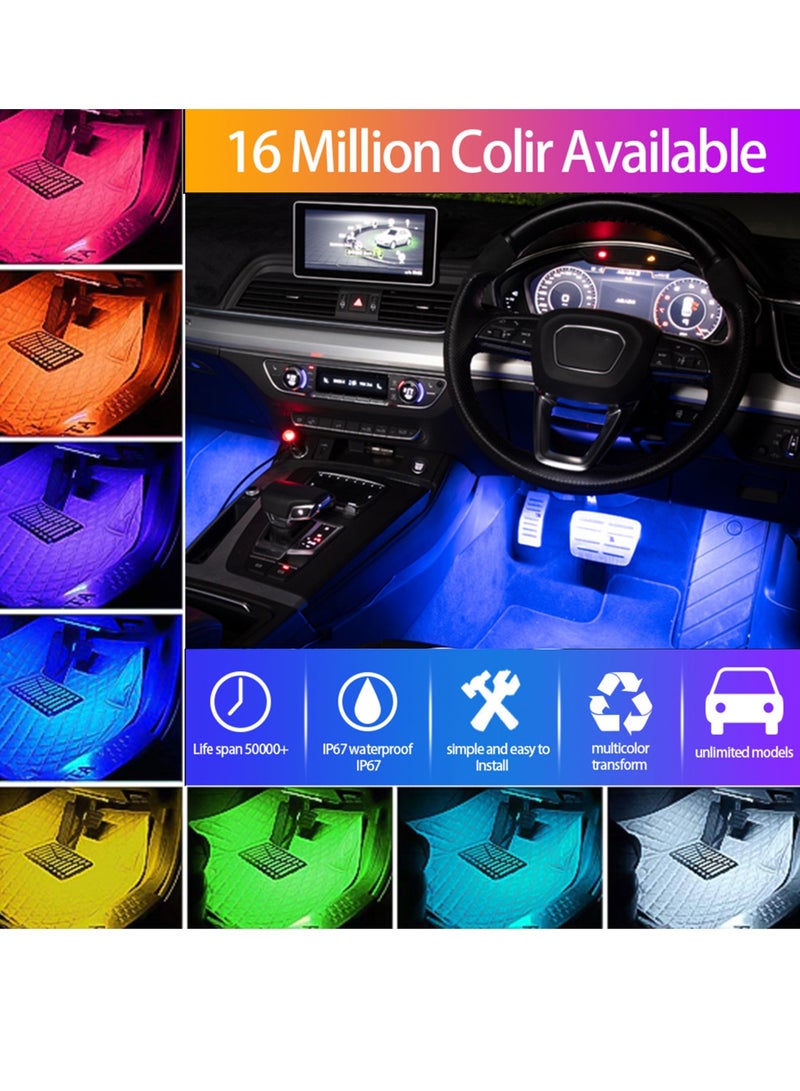 Car LED Strip Light, 4pcs 36 LED DC 12V Multicolor Music Car USB Interior Light LED Under Dash Lighting Kit with Sound Active Function Wireless Remote Control - Image 5