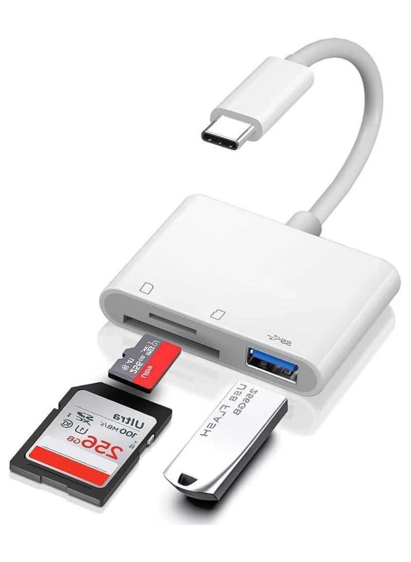 USB C SD TF Memory Card Reader, 3-in-1 Type C Camera Adapter Compatible with iPad, iPhone 15, MacBook Pro/Air, Samsung and More USB C Devices  - Image 1