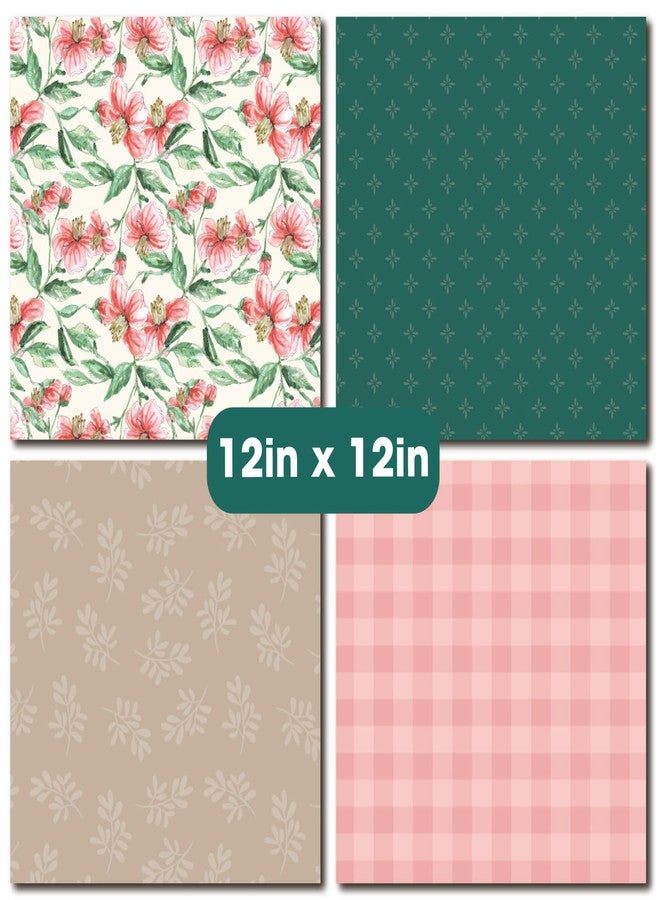 Desecraft Vintage Pink Green 12x12 Scrapbooking Cardstock Decorative Paper - 36 Sheets - for Card Making Background Origami Textured Decorative Scrapbook Paper Scrapbook Materials Supplies - Image 2