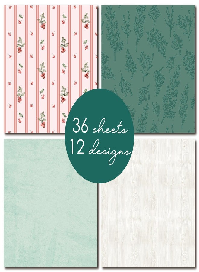 Desecraft Vintage Pink Green 12x12 Scrapbooking Cardstock Decorative Paper - 36 Sheets - for Card Making Background Origami Textured Decorative Scrapbook Paper Scrapbook Materials Supplies - Image 4