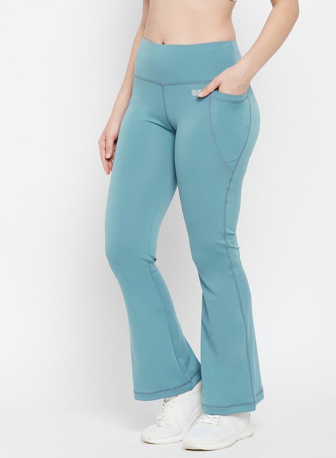Clovia Comfort Fit Flared Yoga Pants with Side Pockets - Image 3