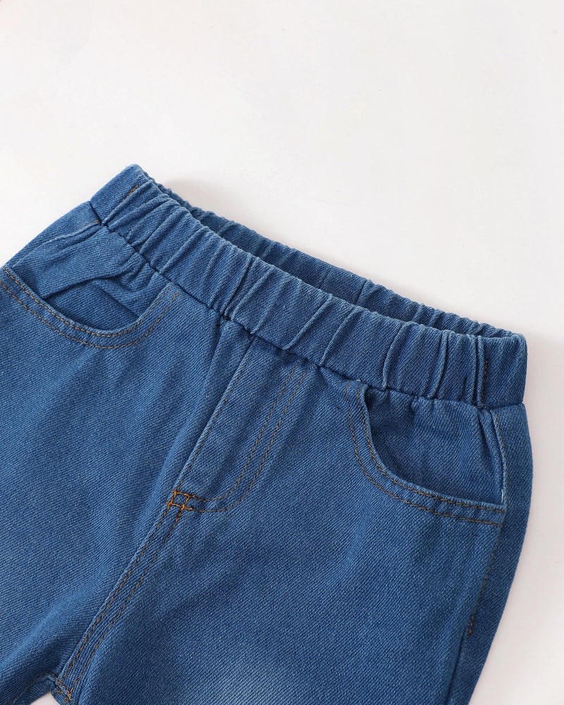 SODLON Kids Clothes Girls Clothes Size 6 Girls Clothes Size 7 Winter Fall Spring Outfits Ruffle Pink Daisy Tulle Top Flare Jeans Bell Bottom Denim Pants School 6 7 Year Old Girl Clothing - Image 5