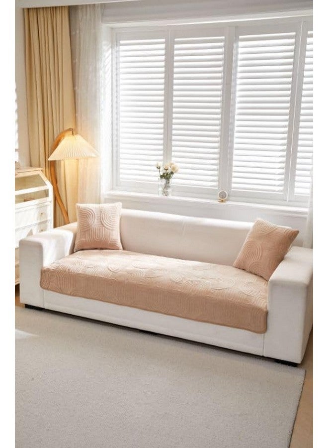 HOMETHREADS HOMETHREADS Couch/Sofa Covers | Luxurious Slipcover Solutions for Sofas, Armchairs, and Loveseats (Cream_Coco, 2 Seater | 70x140cm) - Image 3