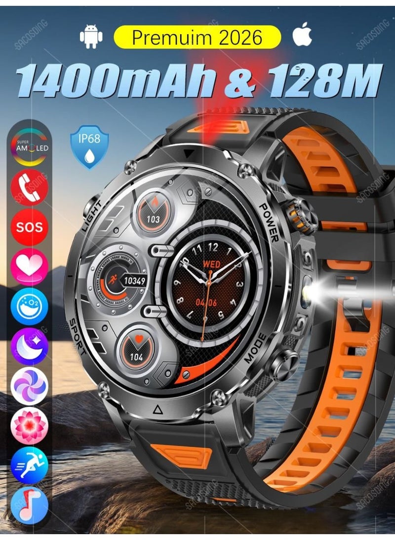 Military Smart Watch for Men Women with 1.7" AMOLED Touch Screen, Call Function, and Fitness Tracking - Image 1