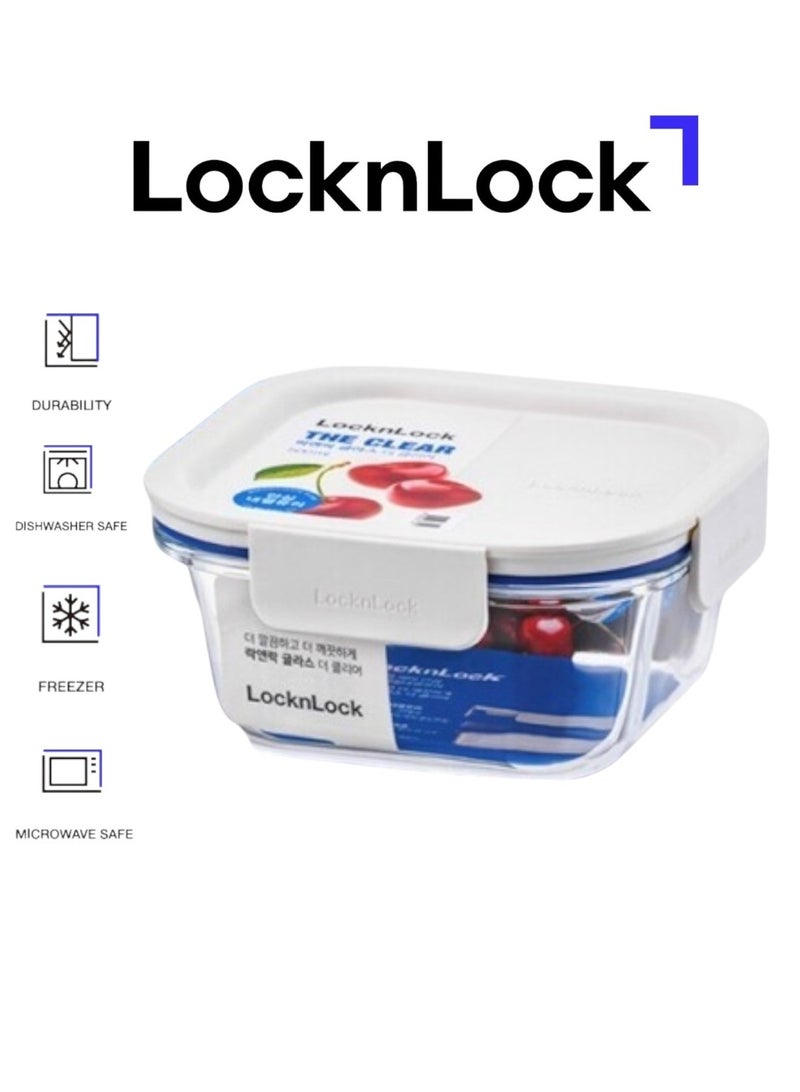LocknLock Clear Glass Square 750ml White - Durable, Airtight, Heat-Resistant Food Storage Container - Image 1