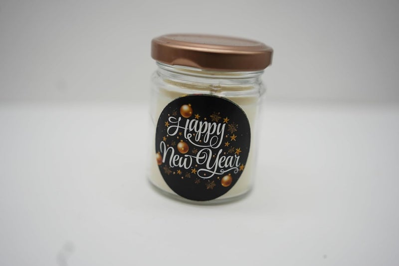 The Essenza Scented Candles in Glass Jars with Assorted New Year Stickers Festive Decorative Candles for Gifting and Home Dcor 1 - Image 4