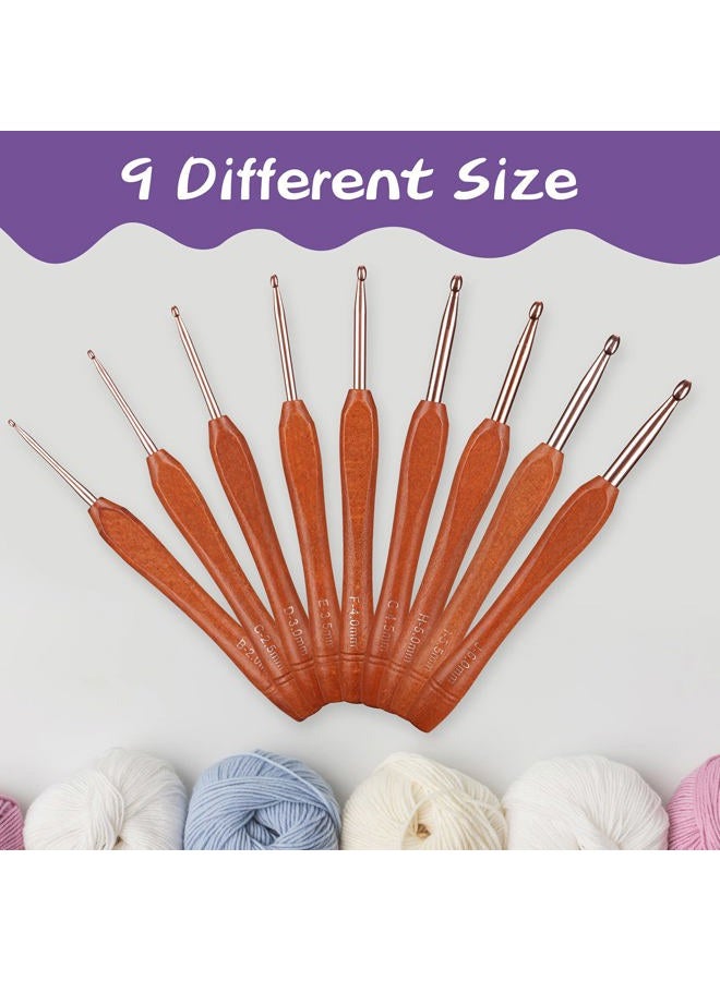Ruidi Wooden Handle Handle Crochet Hook(9pcs) - Image 2
