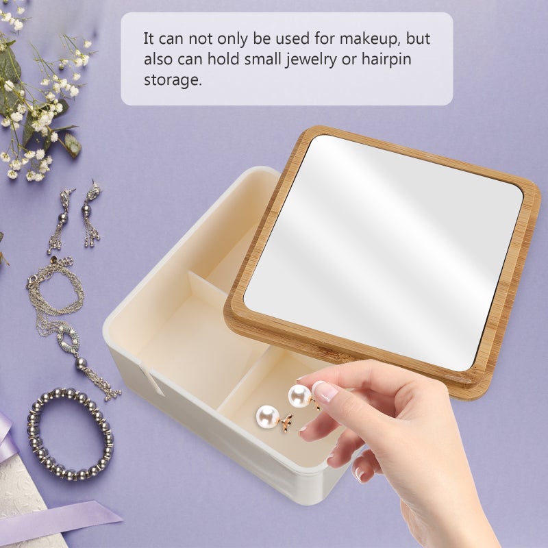 2 pcs Travel Makeup Mini Desktop Mirror with Storage Box - Image 5