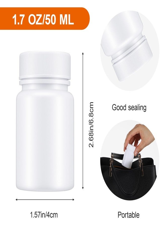 WLLHYF 6Pcs Pill Bottle White 50ml Empty Clear Plastic Pill Bottles Medicine Bottles with Screw Caps Empty Reagent Bottle Containers for Pills, Vitamins, Liquid Solid - Image 2
