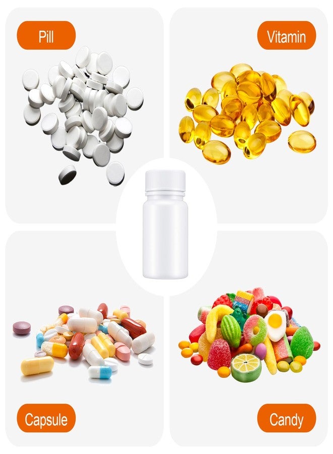 WLLHYF 6Pcs Pill Bottle White 50ml Empty Clear Plastic Pill Bottles Medicine Bottles with Screw Caps Empty Reagent Bottle Containers for Pills, Vitamins, Liquid Solid - Image 3
