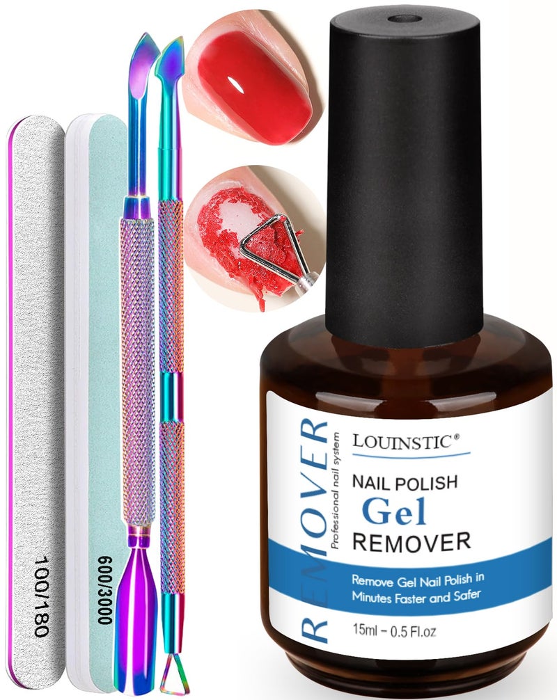 LOUINSTIC Gel Nail Polish Remover,Gel Remover for Nails No Need to Soak or Wrap, Quickly Remove Nail Polish in 2-5 Minutes, Professional Nail Remover Kit - Image 1