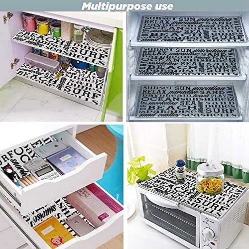 E-Retailer® Waterproof PVC Refrigerator Drawer Mats/Multipurpose Fridge Mats Set of 6 Pcs (Alphabet Black, Size-17.5X11.5 Inch) - Image 2