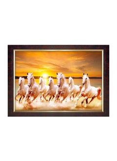 Dharvika Innovations Dharvika Innovations Premium Sparkle Lamination Seven Horses Vastu Photo Frame Copper Gold 14x20 Inch 3096 