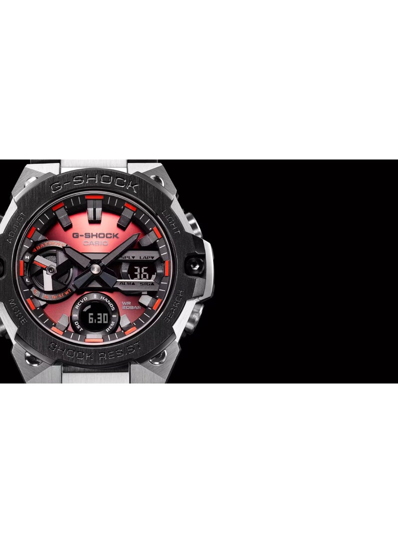 G-SHOCK G‑STEEL Solar Analog-Digital Watch GST‑B400AD‑1A4, 49.6 mm Red Dial, Stainless Steel Bracelet, 200 m WR - Image 5