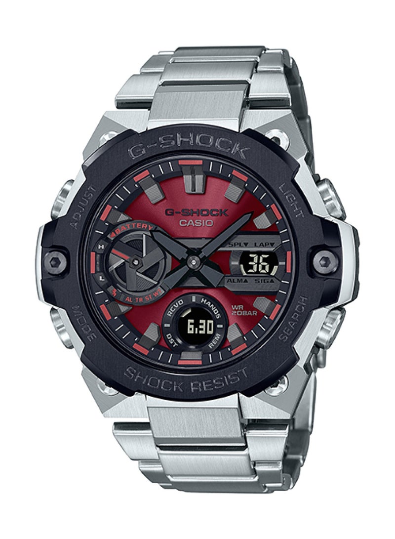 G-SHOCK G‑STEEL Solar Analog-Digital Watch GST‑B400AD‑1A4, 49.6 mm Red Dial, Stainless Steel Bracelet, 200 m WR - Image 2