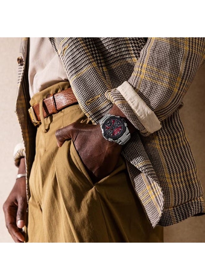 G-SHOCK G‑STEEL Solar Analog-Digital Watch GST‑B400AD‑1A4, 49.6 mm Red Dial, Stainless Steel Bracelet, 200 m WR - Image 4