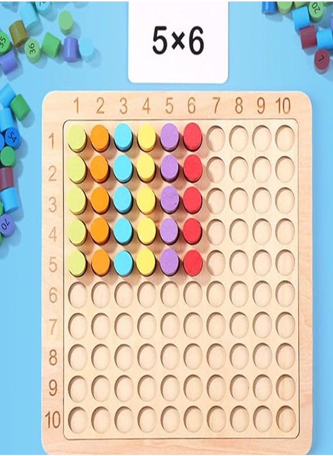 joyzzz Multiplication Board Game Multiplication Learning Toy Wooden Set with Number Card Children's Educational Multiplication Table Board Multiplication Game  - Image 5
