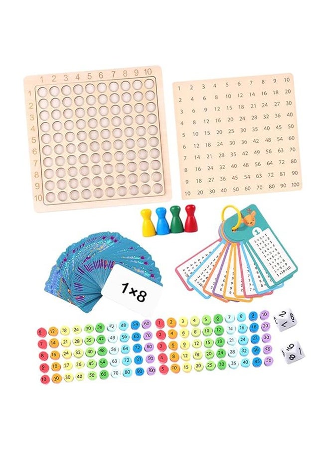 joyzzz Multiplication Board Game Multiplication Learning Toy Wooden Set with Number Card Children's Educational Multiplication Table Board Multiplication Game  - Image 1
