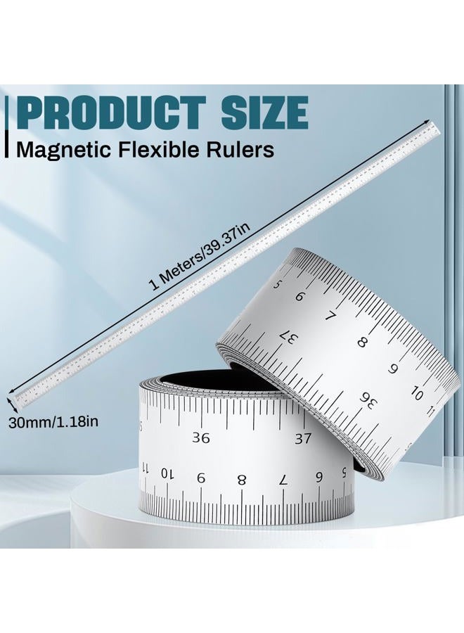 Relaxweex 1 Pcs 39.37 Inch Magnetic Ruler Flexible Ruler with Both Inches and Centimeters Magnet Measuring Tape, Suitable for Lathes, Workshops, Table Saws, Mills, Easy to Take - Image 2