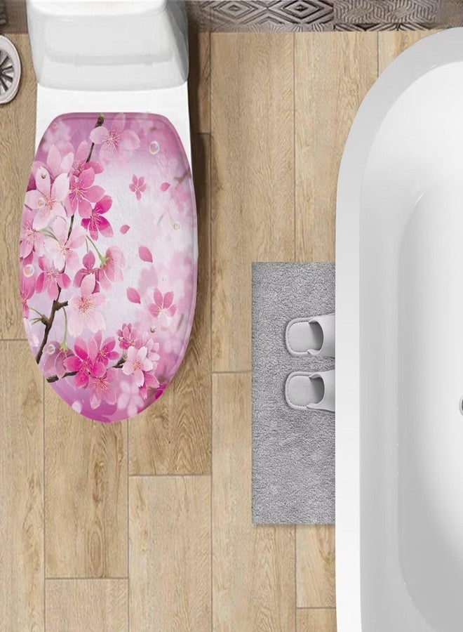 Flashideas Pink Flower Toilet Seat Covers for Bathroom Soft Plush Seat Covers Tank Lip Covers Easy to Clean Bathroom Decoration Accessories Fits Most Toilet Tanks & Lids - Image 2