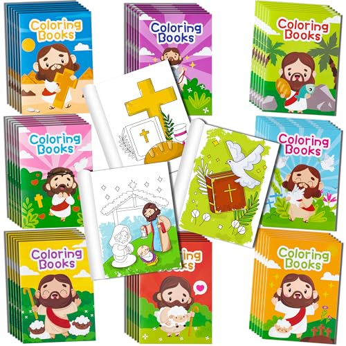Zainpe 24Pcs Christian Bible Coloring Books for Kids Bible Stories Study Easter Theme DIY Art Drawing Book with Jesus Noahs Ark Pattern Color Booklet Party Favors Birthday Gift Goodie Bag Filler - Image 1