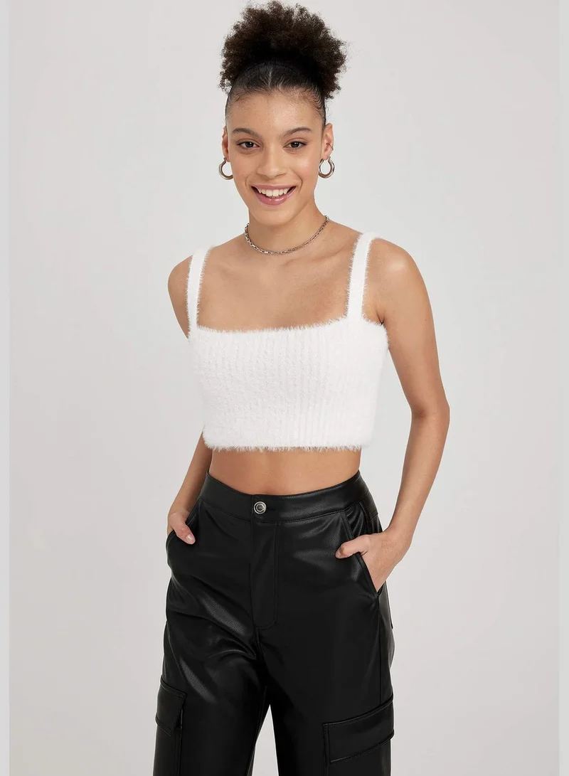 DeFacto Woman Slim Fit Square Neck Sleeveless Tricot Athlete