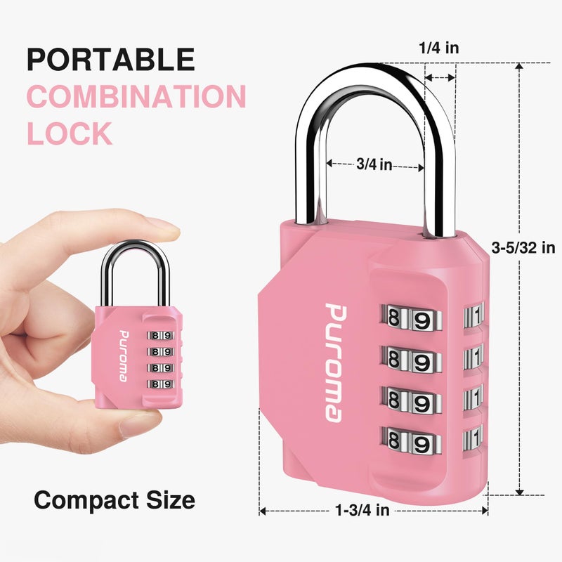 Puroma 4 Pack Combination Lock Multicolor for Locker 4 Digit Outdoor Waterproof Padlock for School, Gym, Sports, Fence, Toolbox, Gate, Case, Outdoor, Hasp Storage - Image 3