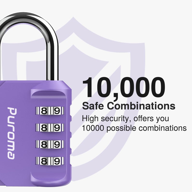 Puroma 4 Pack Combination Lock Multicolor for Locker 4 Digit Outdoor Waterproof Padlock for School, Gym, Sports, Fence, Toolbox, Gate, Case, Outdoor, Hasp Storage - Image 2