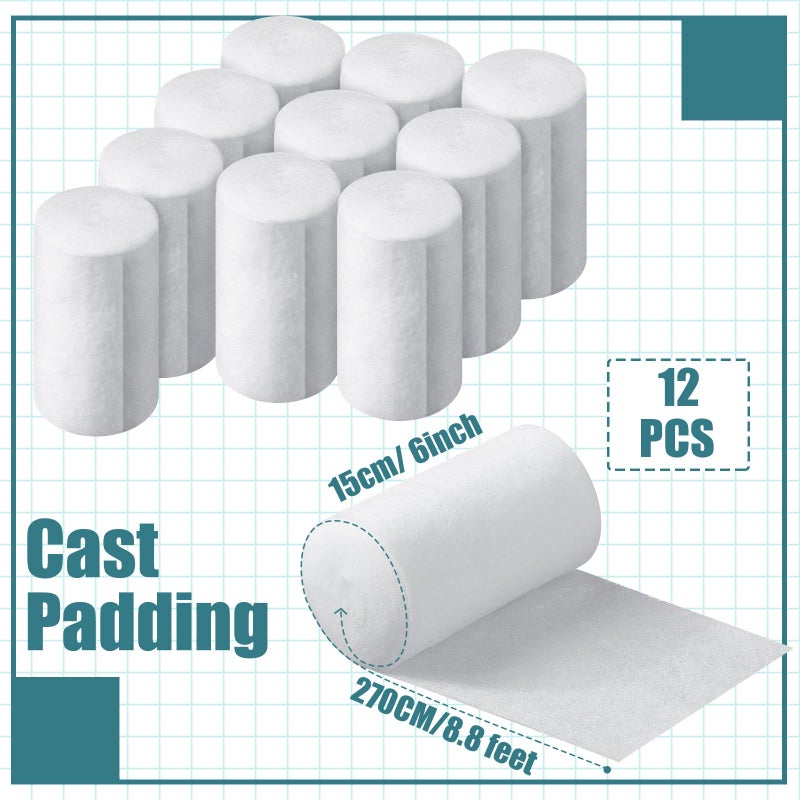 Nuanchu 12 Rolls Cast Padding Individual Pack Soft Cotton Undercast Padding Wrap Use with Plaster Cloth Gauze Bandage for Halloween Wrap Bandage Art, Body Casts, Mask Making, Craft (6 Inch x 8.8 ft) - Image 3
