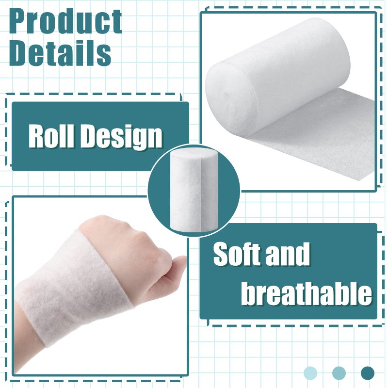 Nuanchu 12 Rolls Cast Padding Individual Pack Soft Cotton Undercast Padding Wrap Use with Plaster Cloth Gauze Bandage for Halloween Wrap Bandage Art, Body Casts, Mask Making, Craft (6 Inch x 8.8 ft) - Image 5