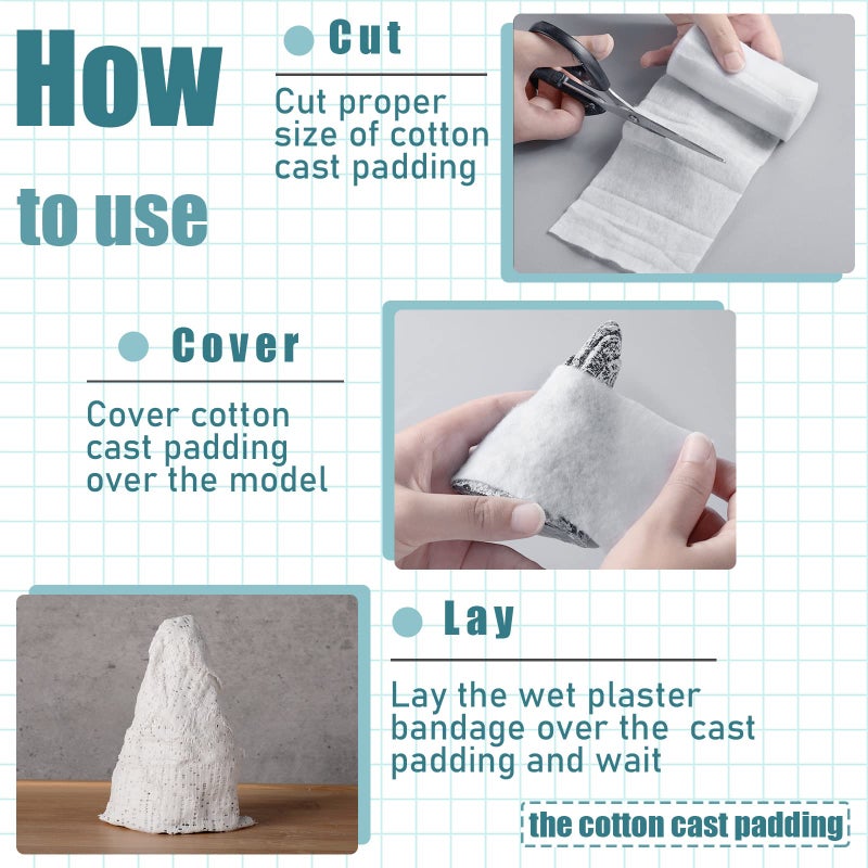 Nuanchu 12 Rolls Cast Padding Individual Pack Soft Cotton Undercast Padding Wrap Use with Plaster Cloth Gauze Bandage for Halloween Wrap Bandage Art, Body Casts, Mask Making, Craft (6 Inch x 8.8 ft) - Image 4