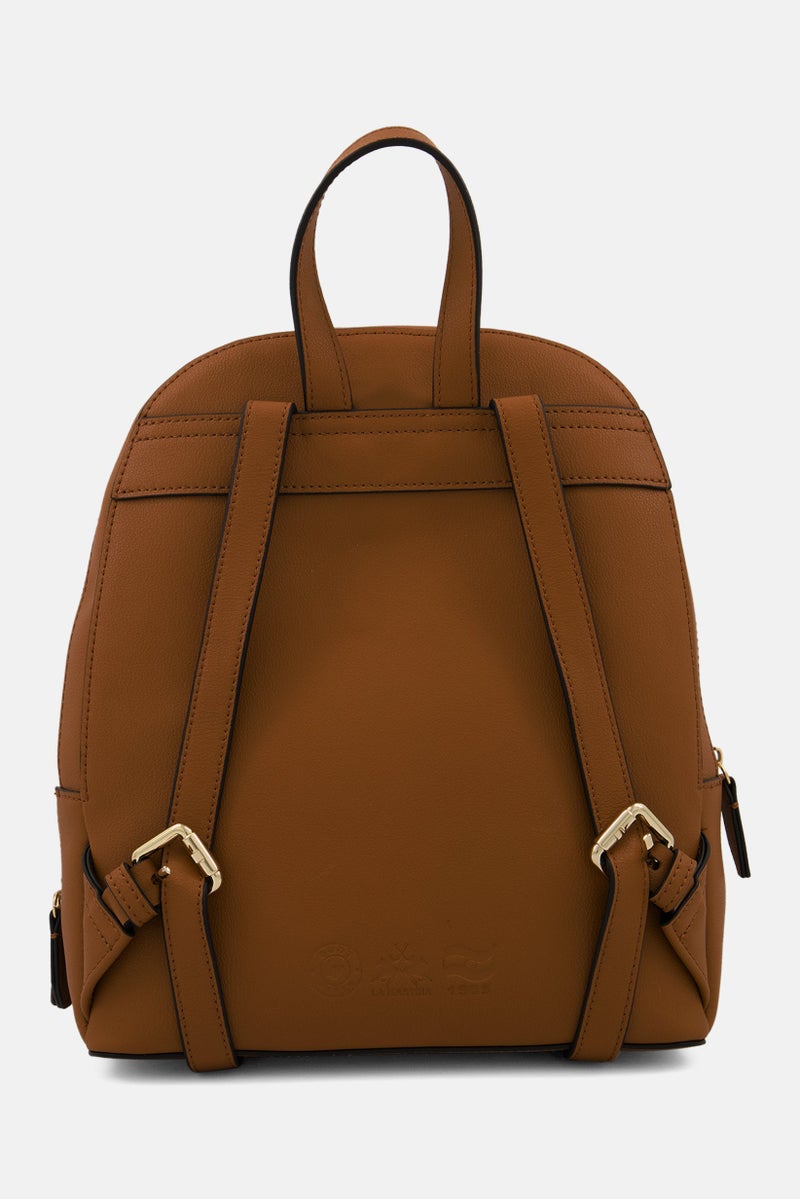 La Martina Women Brand Logo Backpack 24 L x 28 H x 8 W cm, Brown - Image 3